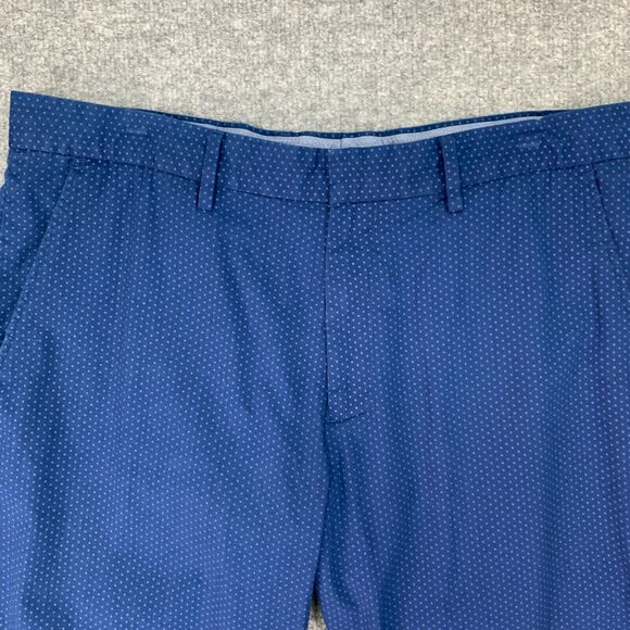 J. Crew Bowery Dress Pant Mens 36 Navy Dot Printed Flat Front Cotton Trousers - Picture 4 of 13